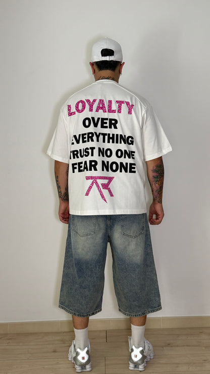 T-Shirt Oversize Loyalty Bianca Back Print Pink