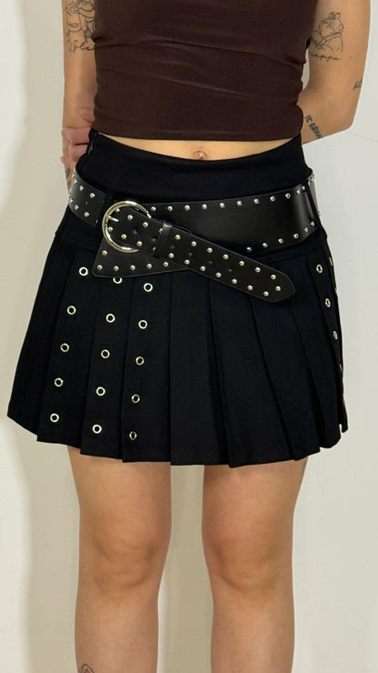 Gonna Pleated Eyelet con Cintura