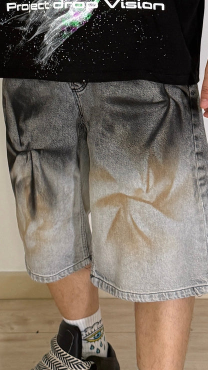 BUNKER Washed Baggy Denim Shorts