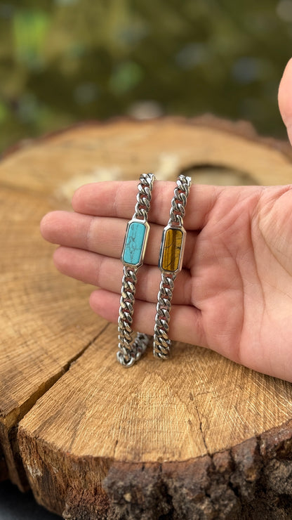 Bracciale Acciaio con Pietra Naturale