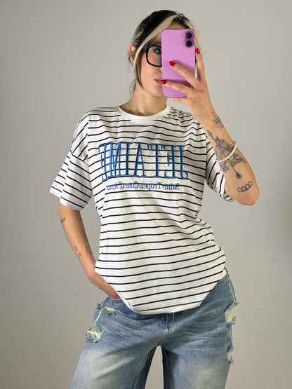T-Shirt Oversize Righe Street Pink