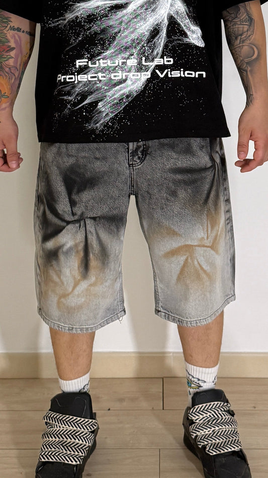 BUNKER Washed Baggy Denim Shorts