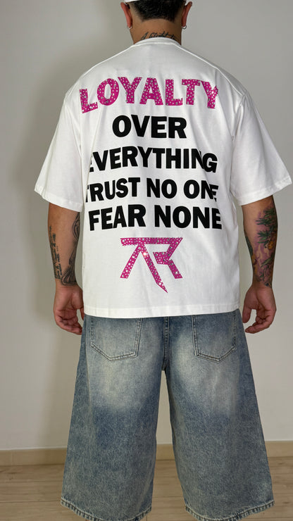 T-Shirt Oversize Loyalty Bianca Back Print Pink