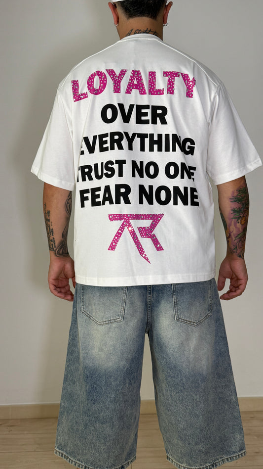 T-Shirt Oversize Loyalty Bianca Back Print Pink