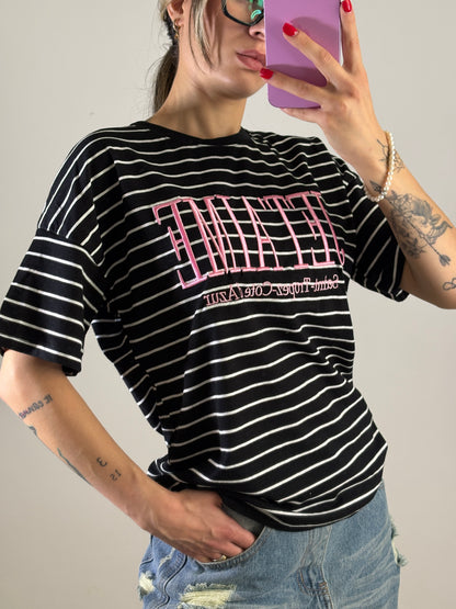 T-Shirt Oversize Righe Street Pink