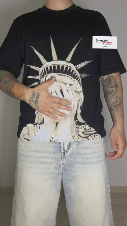 🗽 T-shirt Over Size “Statua della Libertà” Graphic Print