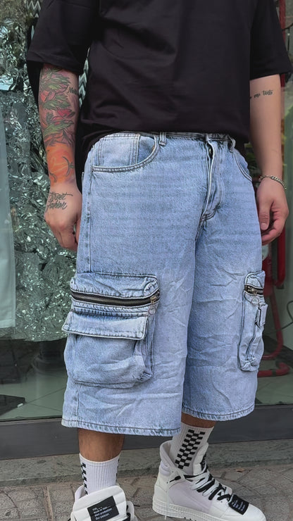 Shorts Cargo Denim Light Wash